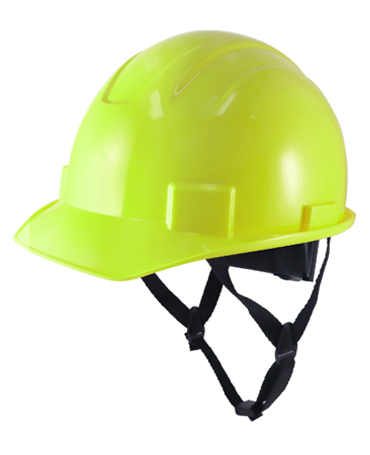 CASCO CON RATCHET Y MENTONERA GENERAL AMARILLO LIMON DE ALTA VISIBILIDAD